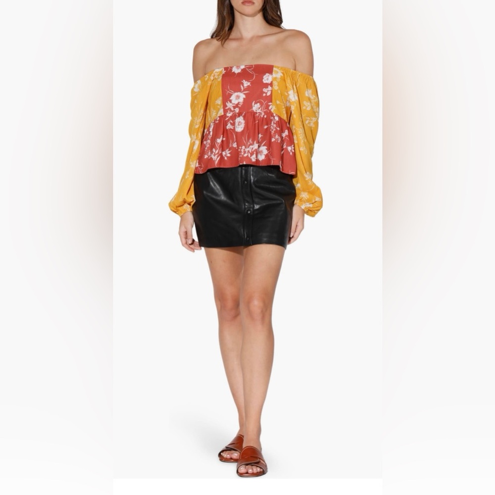 Walter Baker Cleo floral long sleeve Peplum top